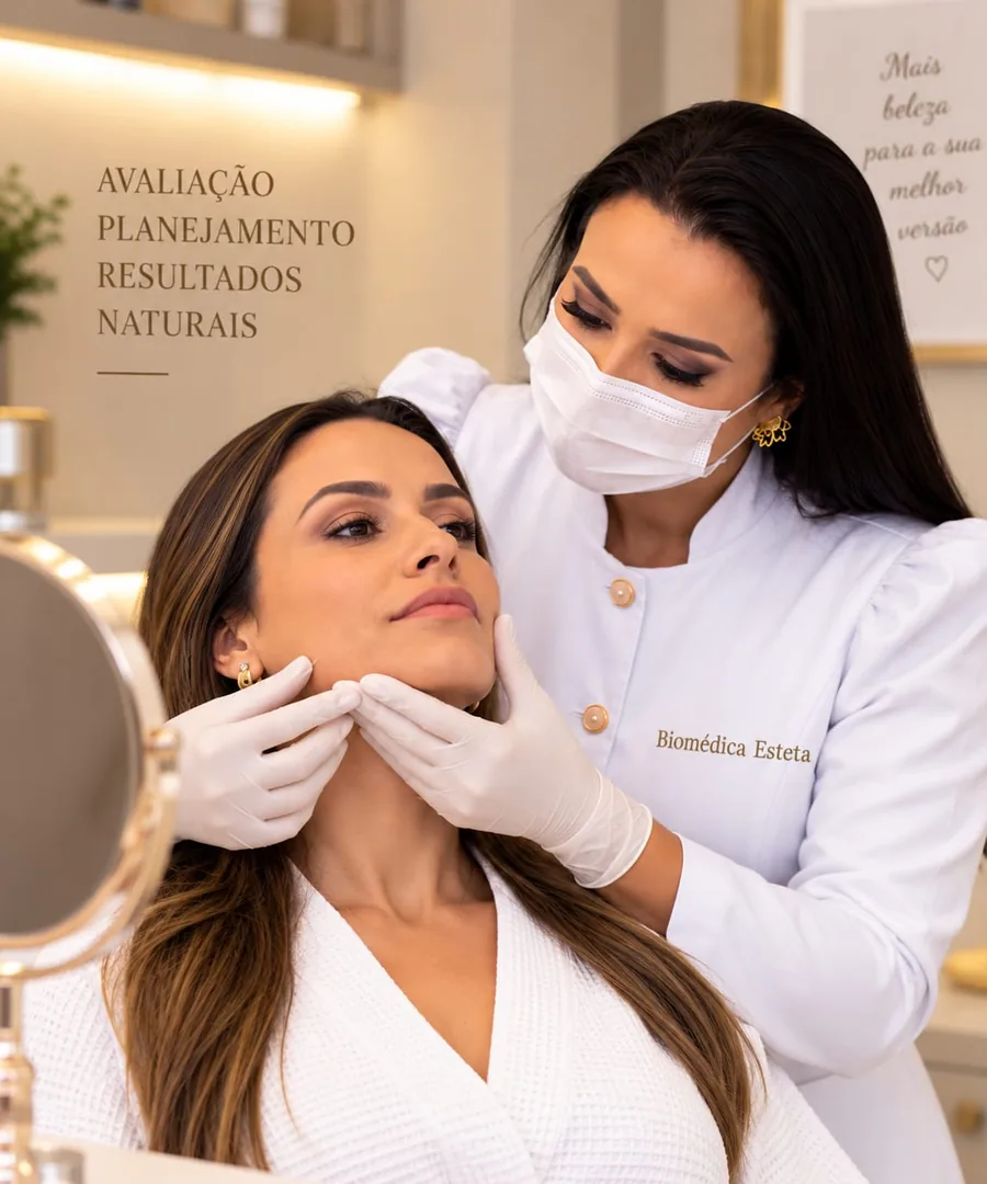 Dra. Liliane avaliando o rosto de uma paciente