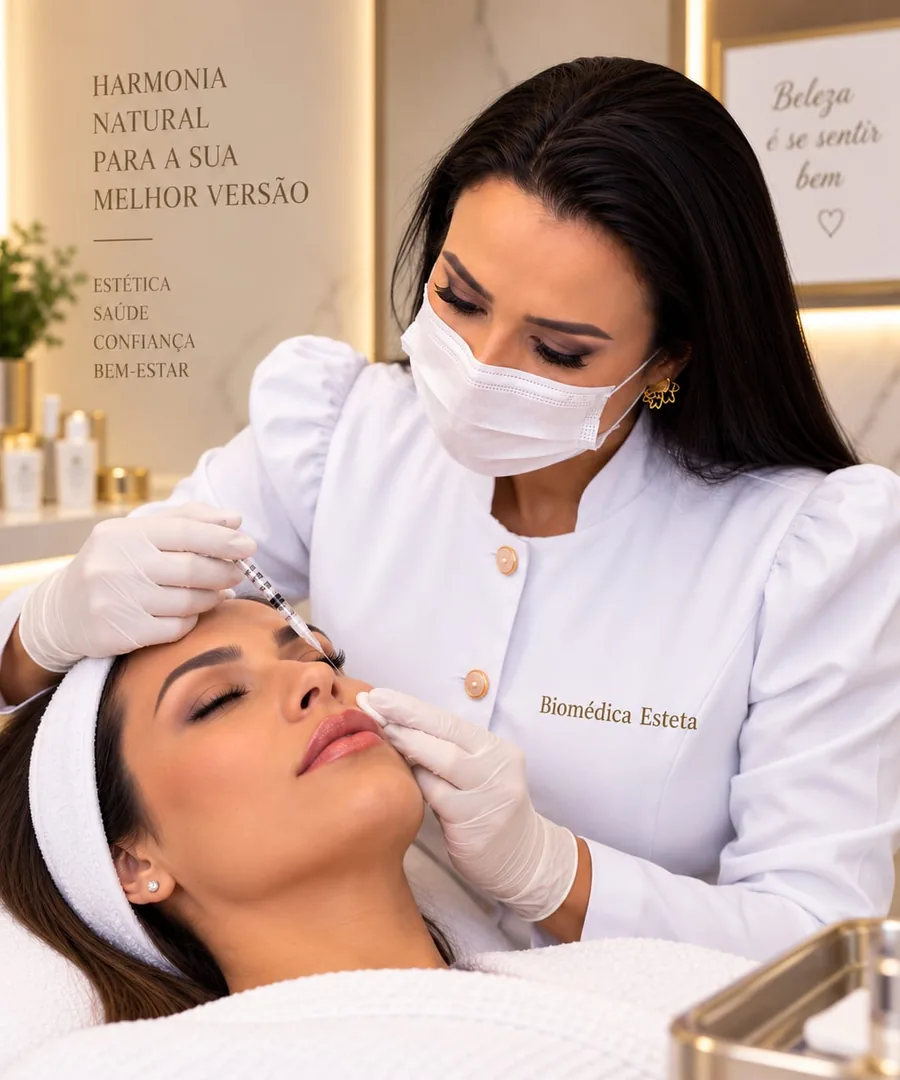 Dra. Liliane aplicando procedimento de harmonização facial